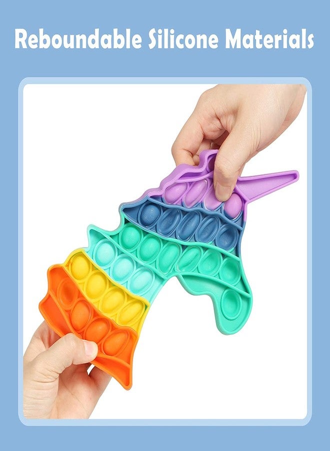 Homeish Push Pop Fidget Sensory Rainbow Colored Bubble Silicone Toy, Stress Relief, Novelty Gift Item, Fun Toys for Toddlers, Kids and Adults (Unicorn, 1 Pc) - Image 3